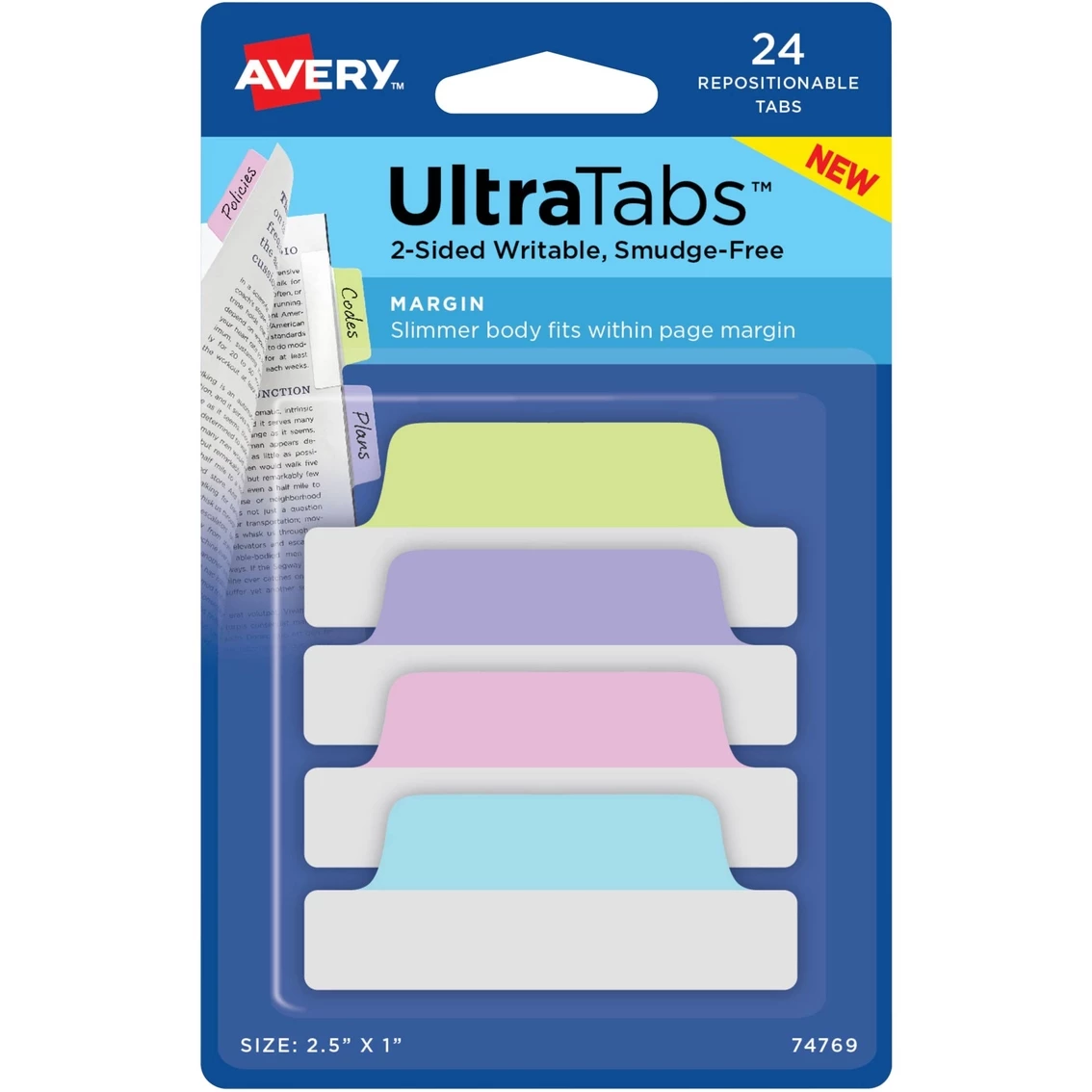 New ✨ Avery Ultra Tabs Repositionable Margin Tabs, 2.5 X 1 In., 24 Tabs ???? 1 New ✨ Avery Ultra Tabs Repositionable Margin Tabs, 2.5 X 1 In., 24 Tabs ????
