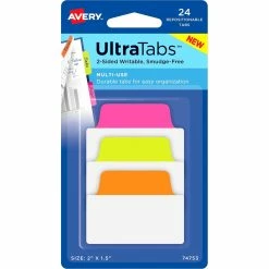Deals 💯 Avery Multiuse Ultra Tabs Neon Repositionable Two-Side Writable Tabs, 24 Pk. 🔔