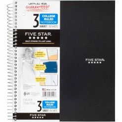 Best Sale ✔️ Five Star Wirebound College Ruled 3 Subject Notebook, 150 Sheets 🎁