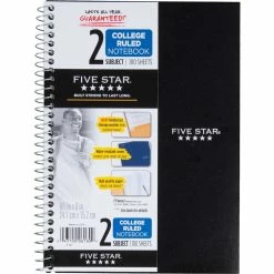 Cheapest 😉 Five Star 2 Subject College Ruled 9.5 X 6 In. Spiral Notebook 👍