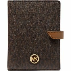 New 😍 Michael Kors Heritage Medium Pouch Lanyard, Brown And Acorn 🎁