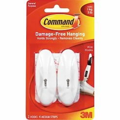 New ❤️ Command General Purpose Hooks 2 Pk. With 4 Adhesive Strips 🎁