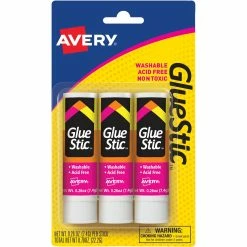 Cheapest 💯 Avery Glue Stic, Washable, Nontoxic, Permanent Adhesive, 0.26 Oz., 3 Sticks ✔️