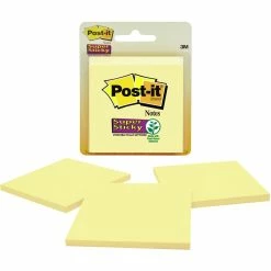 Discount 😀 Post It Post-it Super Sticky Notes, 3 X 3 In. Canary Yellow 3 Pk. 😀