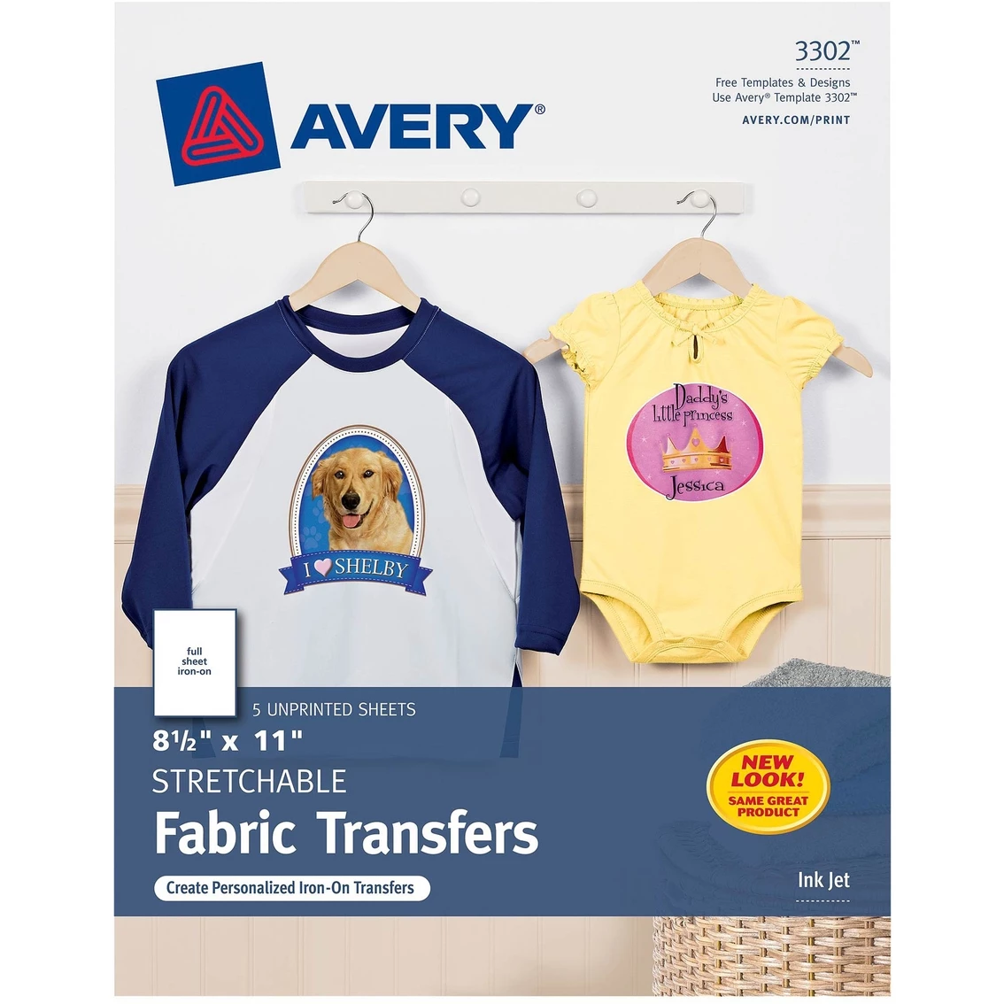 Brand new ???? Avery Stretchable Fabric Transfers For Inkjet Printers, 8.5 X 11 In., 5 Pk. ???? 1 Brand new ???? Avery Stretchable Fabric Transfers For Inkjet Printers, 8.5 X 11 In., 5 Pk. ????