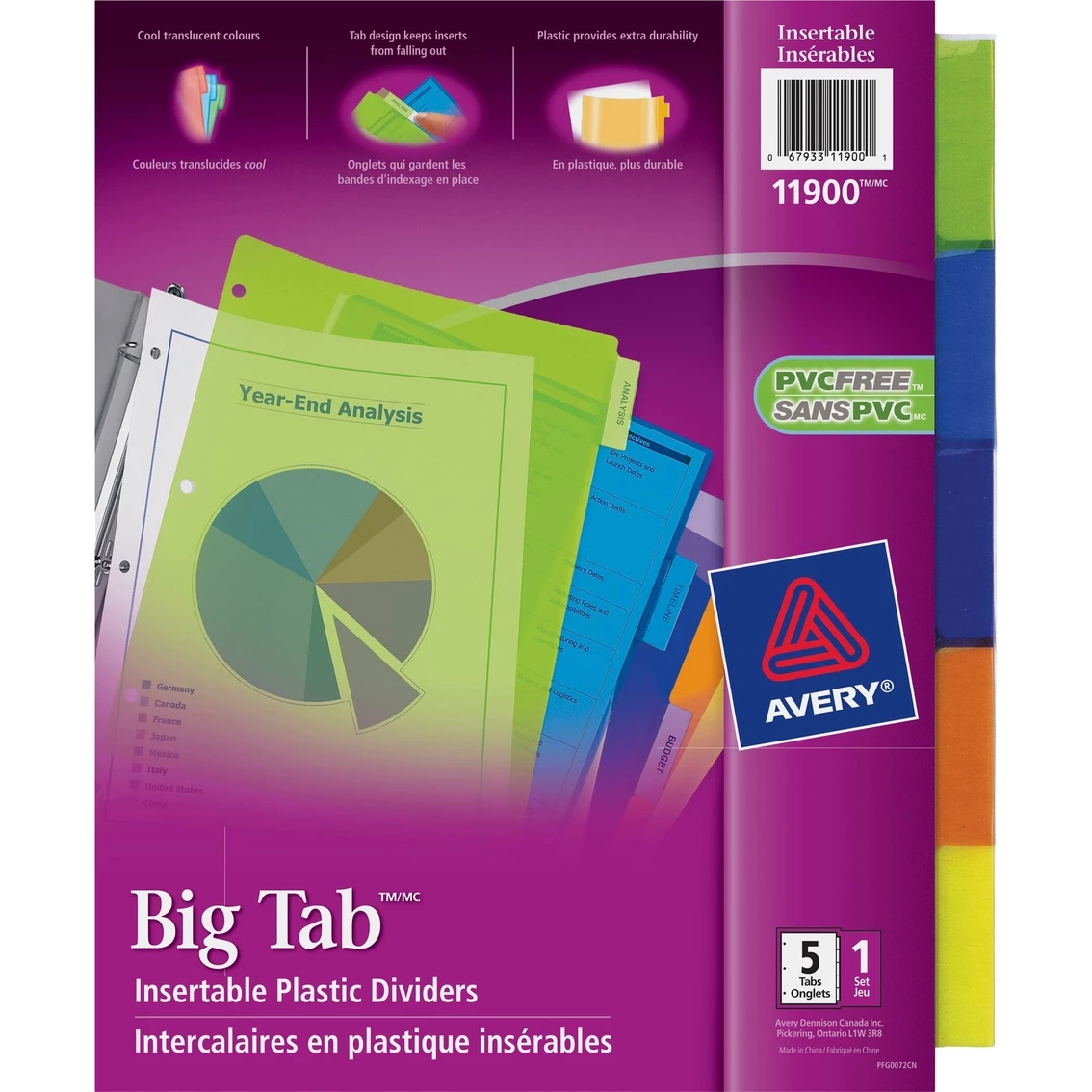 Buy ๐ Avery Big Tab Plastic Insertable 5 Tab, 11 X 8 1/2 In. Divider 5 Pc. Set ๐